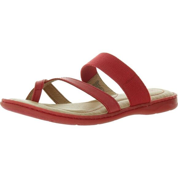 Born Womens Red Toe Loop Leather Flatform Sandals New - Picture 1 of 3